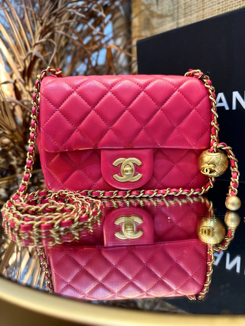 Chanel Runway Pink Square Mini Flap Pearl Crush Bag