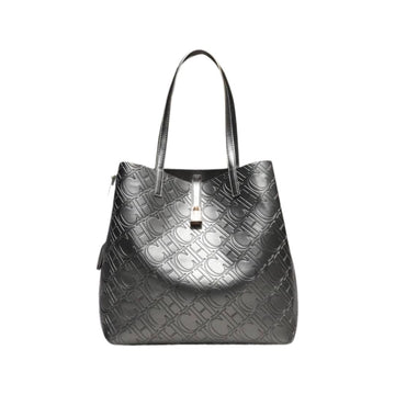 Carolina Herrera Monogram Embossed Leather Large Locked Tote Bag