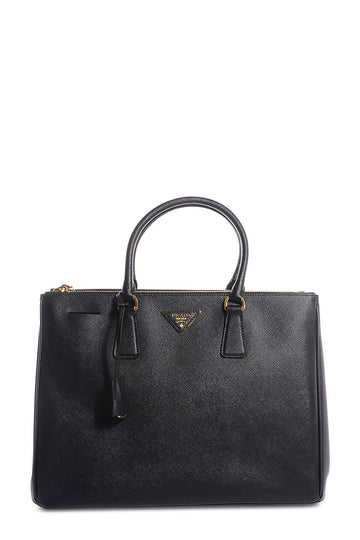 Large Saffiano Lux Double Zip Tote Black