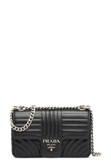 Diagramme Medium Shoulder Bag Black with Silver Hardware