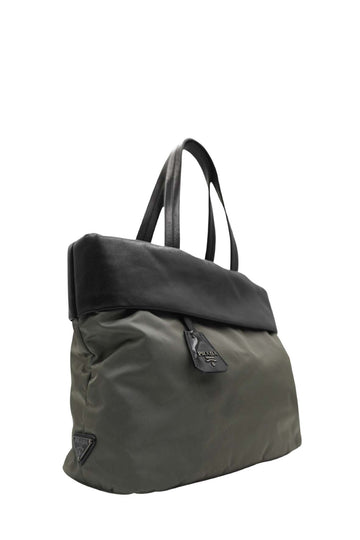 Medium Double Tote Nappa Leather and Tessuto Revirsible Black Grey