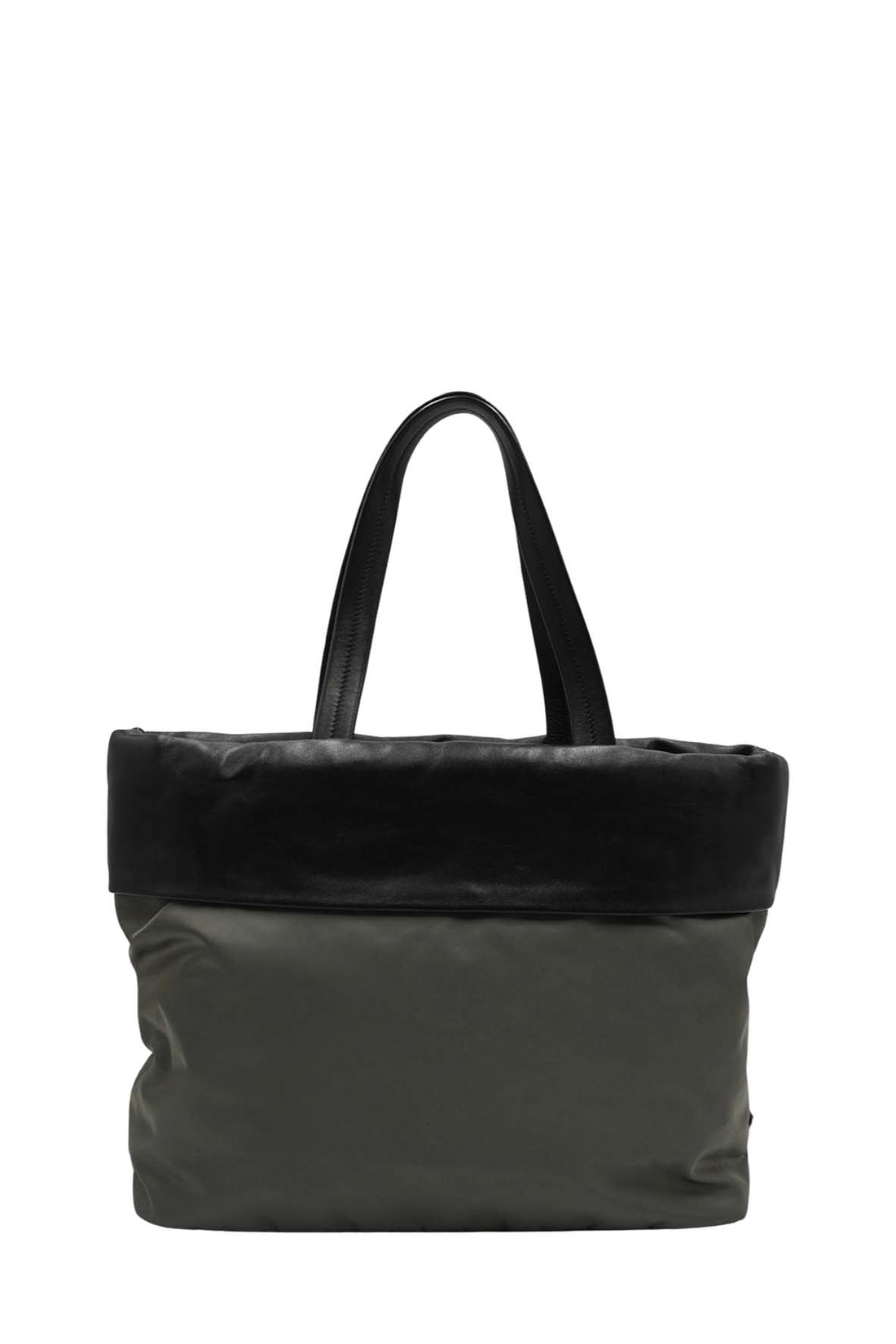 Medium Double Tote Nappa Leather and Tessuto Revirsible Black Grey