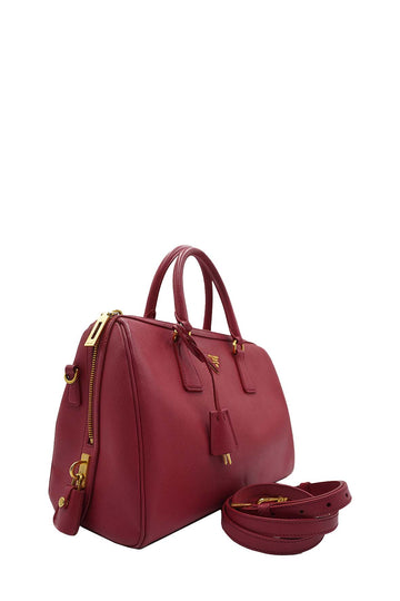 Medium Lux Convertible Boston Bag Saffiano Leather Fuchsia