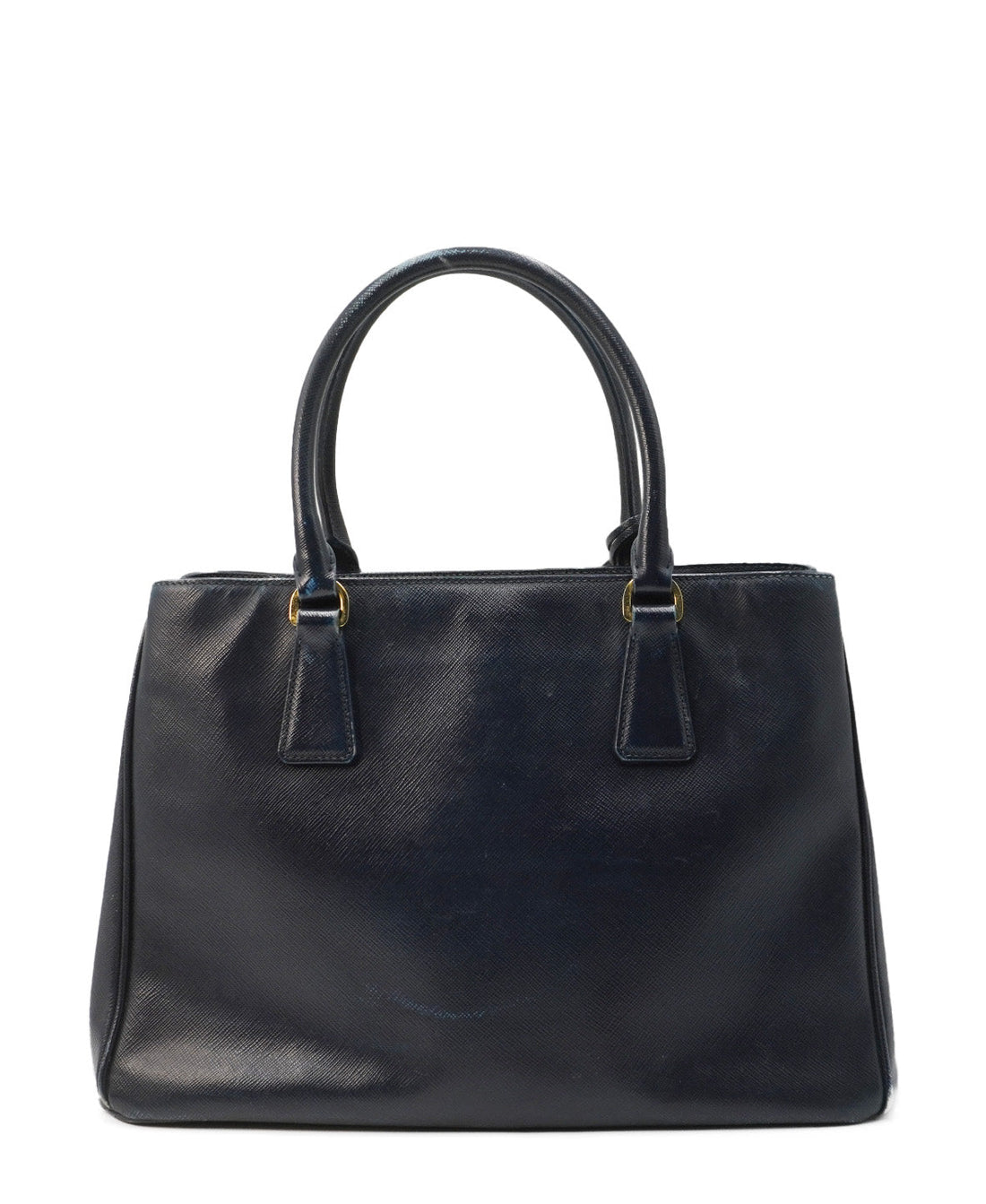 Medium Saffiano Lux Leather Double Zip Tote Black