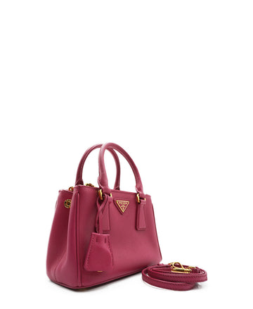 Mini Saffiano Lux Leather Double Zip Pink
