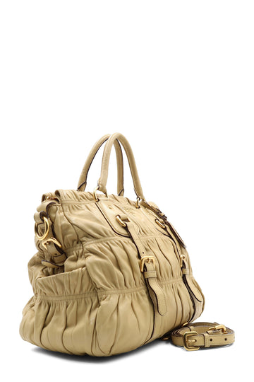 Nappa Gaufre Satchel with Buckle Tan