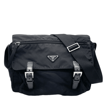 Prada Pocono Taste nylon leather black black flap shoulder bag