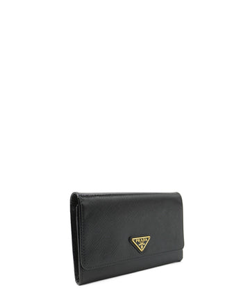 Saffiano Vernice Leather Flap Wallet On Strap Black