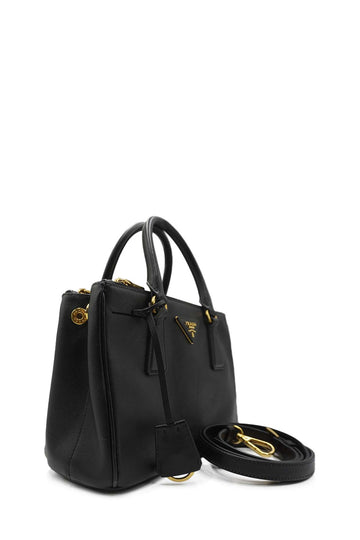 Small Galleria Saffiano Lux Double Zip GHW Black