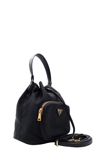 Small Tessuto Duet Bucket Bag Black