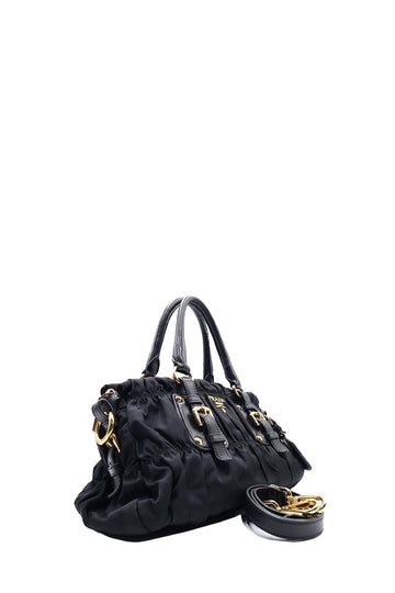 Tessuto Gaufre Ruched Bag Nero