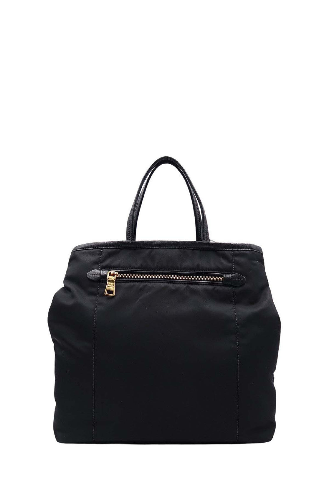 Tessuto with Leather Trimmed and Front Pocket Shopping Tote Black