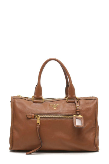 Vitello Daino Zip Top Handle Brandy