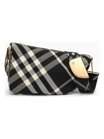 SHIELD MEDIUM MESSENGER BAG BLACK/CALICO COTTON BLEND WITH CHECK PATTERN