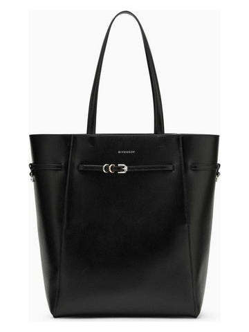 VOYOU MEDIUM LEATHER TOTE BAG BLACK