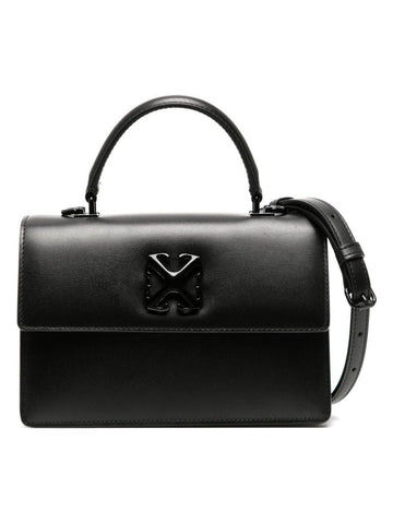 BLACK JITNEY BAG WITH BLACK LOGO CLOSURE