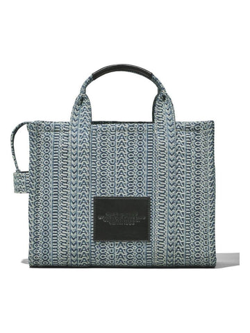THE WASHED MONOGRAM DENIM MEDIUM TOTE BAG