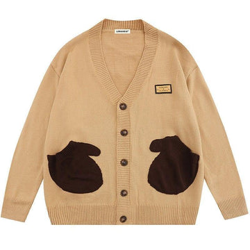 Makersluxe® V Neck Sweater Cardigan Hand Pockets