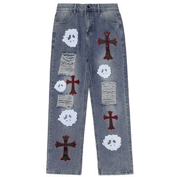 Makersluxe Distressed Jeans Cross and Ghost