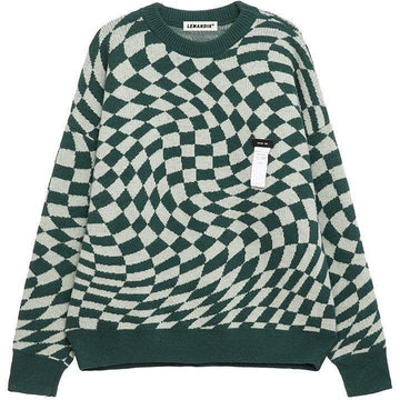 Makersluxe® High Street Checkerboard Jacquard Sweater
