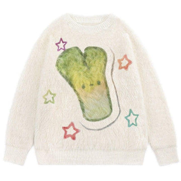 Makersluxe® Fuzzy Knit Sweater Bunching Onion