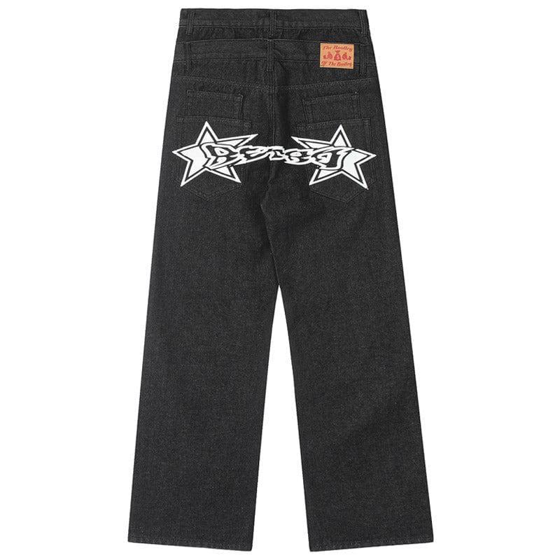 Makersluxe® Gothic Black Jeans Star Print