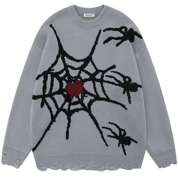 Makersluxe® Cool Spider Sweater with Ripped Hem
