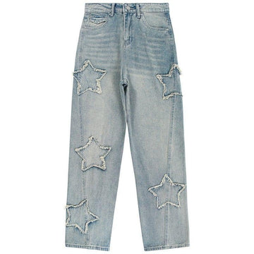 Makersluxe Retro Washed Jeans Stars Patch