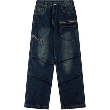 Makersluxe® Straight Leg Jeans Zipper Pocket