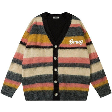 Makersluxe® Mohair Striped Cardigan Sweater