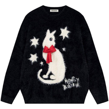 Makersluxe® Faux Fur Sweater Bow Tie Cat