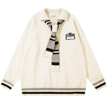 Makersluxe® Preppy Style Knit Sweater Tie Neck