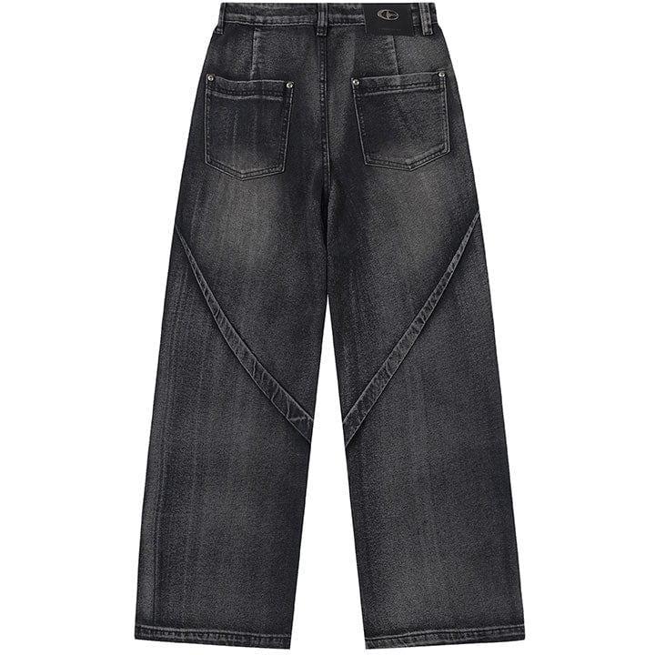 Makersluxe® Baggy Washed Jeans Pleated Patchwork