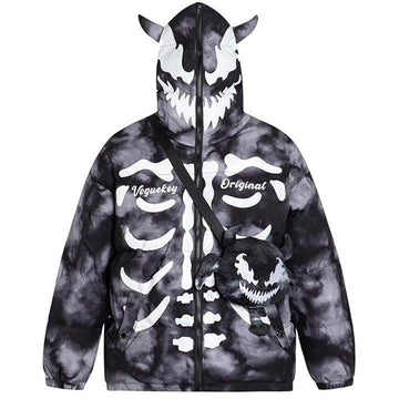 Makersluxe® Skeleton Puffer Jacket with Devil Bag