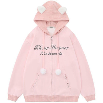 Makersluxe® Sweet Zip Up Hoodie with Cat Ear