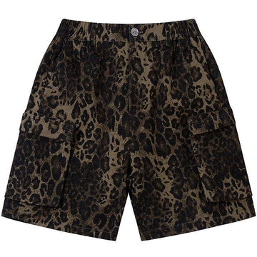 Makersluxe® Retro Cargo Shorts Leopard Print