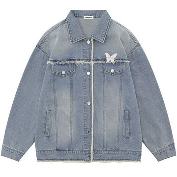 Makersluxe® Butterfly Patchwork Denim Jacket