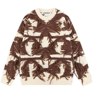 Makersluxe® Ripped Crewneck Sweater Flocked Star