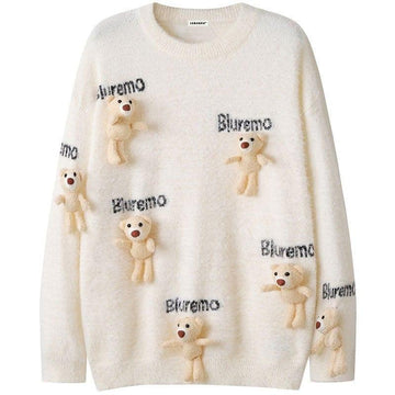 Makersluxe® Mohair Knit Sweater with Bear