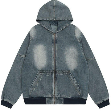 Makersluxe® Vintage Washed Denim Hooded Jacket