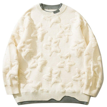 Makersluxe Unique Knitted Sweater Flocked Star