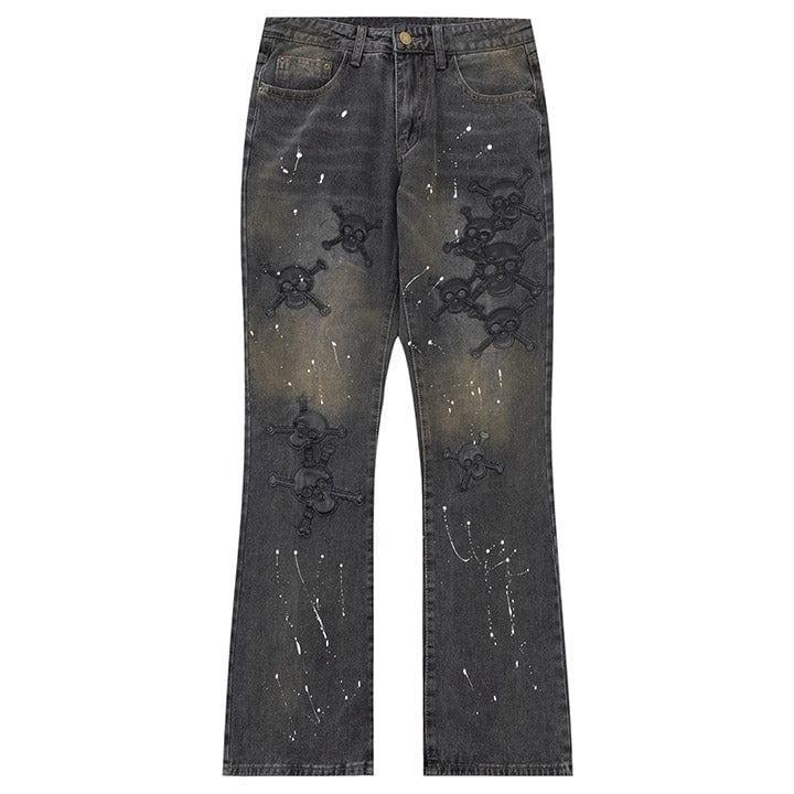 Makersluxe® Black Skinny Jeans Skull Patch