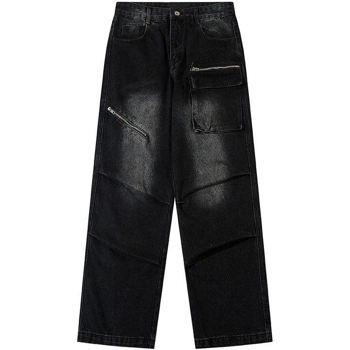 Makersluxe® Straight Leg Jeans Zipper Pocket