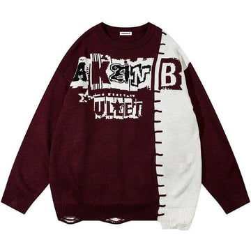 Makersluxe® Gothic Letter Color Block Sweater for Men