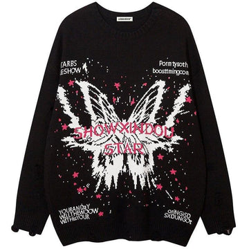 Makersluxe® High Street Ripped Sweater Butterfly