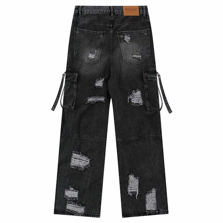Makersluxe® Distressed Black Jeans Side Pocket
