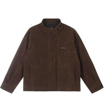 Makersluxe® Brown Faux Fur Biker Cargo Jacket