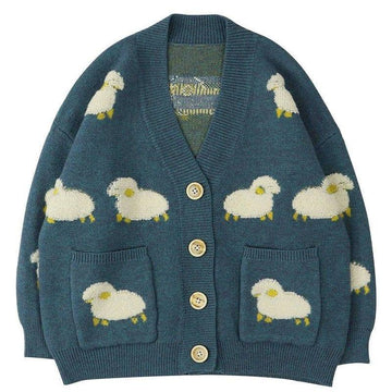 Makersluxe Cute Sweater Cardigan Flocked Sheep