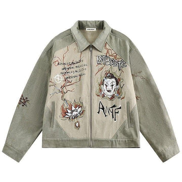 Makersluxe® High Street Graffiti Patchwork Denim Jacket