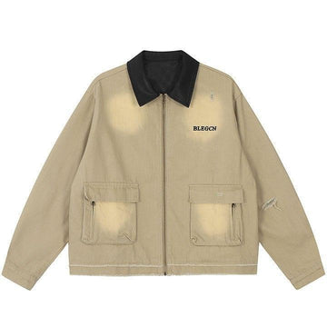 Makersluxe® Solid Utility Patchwork Jacket